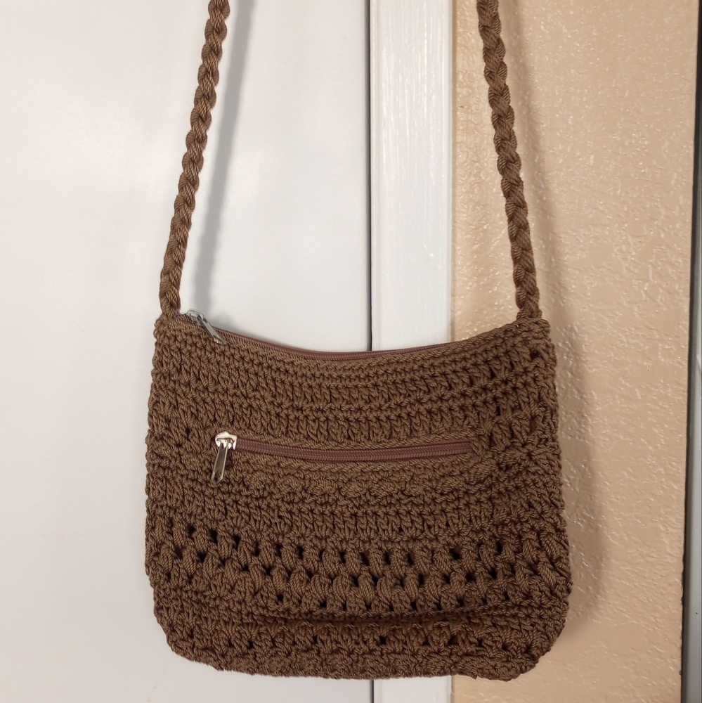 Brown Crochet Shoulder Bag